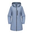 thumbnail image 1 of Womens Long Raincoat Ligtweight Rain Jacket Water Proof Outdoor Jackets with Hood Fall Windbreaker Long Sleeved Hooded Jacket Tops S-171 Light Blue XXL, 1 of 8