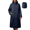 thumbnail image 1 of Womens Long Raincoats Rain Jacket Waterproof Packable Hooded Windbreaker Navy M, 1 of 7