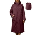 thumbnail image 1 of Womens Long Raincoats Rain Jacket Waterproof Packable Hooded Windbreaker Red L, 1 of 7