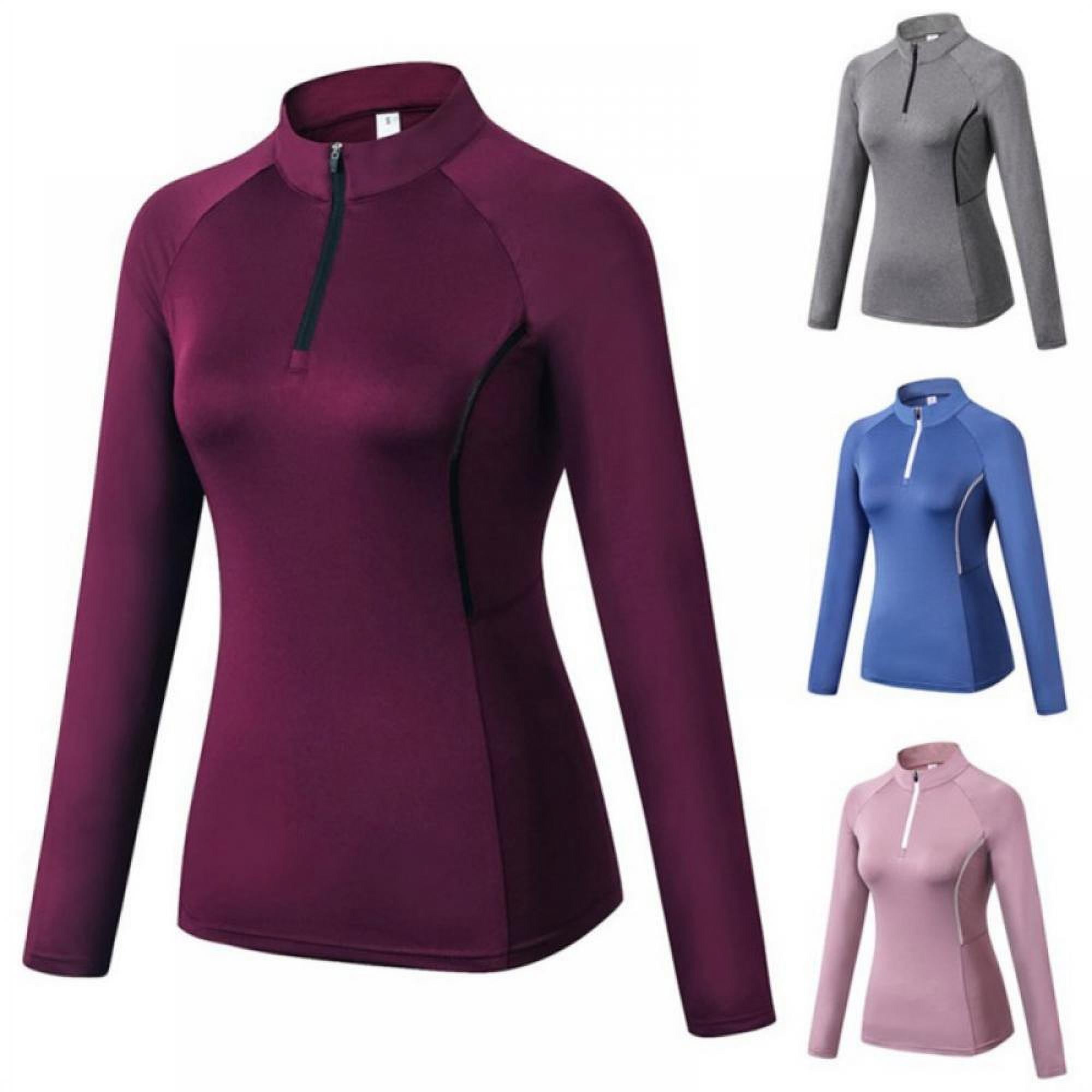 Women Zipper Sports T-Shirts Autumn Long Sleeve Yoga