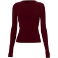 thumbnail image 1 of Womens Long Sleeve Basic Shirts Crew Neck Slim-Fit Fitted T Shirts Crop Tops Undershirts Baselayer Fall Fashion Going Out Clothes, 1 of 2