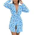 thumbnail image 1 of Womens Long Sleeve Bathrobe Lightweight Plus Size Floral Sleepwear Robe with Belt Casual Loose Ladies Loungewear Sky Blue, 5XL, 1 of 6