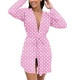 thumbnail image 1 of Womens Long Sleeve Bathrobe Lightweight Plus Size Sleepwear Robe with Belt Casual Loose Ladies Loungewear Pink, 5XL, 1 of 6