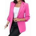thumbnail image 1 of Womens Long Sleeve Blazer Business Casual Open Front Work Office Suit Jackets Pink M, 1 of 4