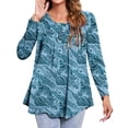 thumbnail image 1 of Womens Tunic Tops Casual Loose Fit Floral Fall Blouses Blue, 1 of 8