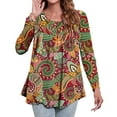 thumbnail image 1 of Womens Henley Tops Plus Size Long Sleeve Casual Floral Blouses, 1 of 8