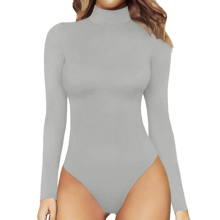 Womens Long Sleeve Bodysuit Turtle Neck Tops Shirts Thermal Underwear  Stretchy 