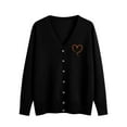 thumbnail image 1 of Womens Long Sleeve Button Down Crew Neck Heart Printed Classic Sweater Plus Size Knit Cardigan Sweaters, 1 of 4