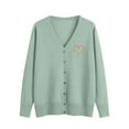 thumbnail image 1 of Womens Long Sleeve Button Down Crew Neck Heart Printed Classic Sweater Plus Size Knit Cardigan Sweaters, 1 of 4