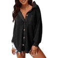 thumbnail image 1 of Womens Long Sleeve Button Down Shirts Waffle Knit Shacket Jacket Oversized Blouses Tops, 1 of 7