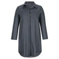 thumbnail image 1 of Womens Long Sleeve Button Down Short Shirt Dress Solid Color Lapel Comfy Dress Loose Basic Pockets Dress for Casual Work, 1 of 5