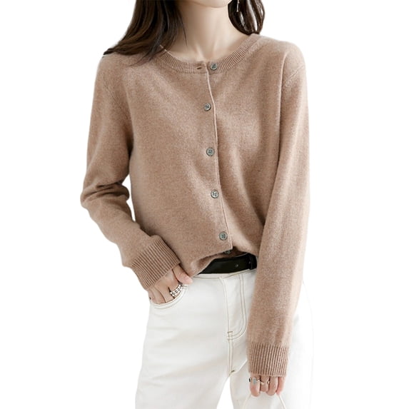 Womens Long Sleeve Button Up Knit Cardigan Light-Bodied 2026 Crewneck Button Down Sweaters for Women XXL