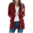 thumbnail image 1 of Womens Long Sleeve Cable Knit Long Cardigan Open Front Button Sweater Outerwear with Pockets, 1 of 3