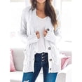 thumbnail image 1 of Womens Long Sleeve Cable Knit Long Cardigan Open Front Button Sweater Outerwear with Pockets, 1 of 3