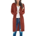 thumbnail image 1 of Womens Long Sleeve Cable Knit Long Cardigan Open Front Button Sweater Outerwear, 1 of 6