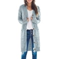 thumbnail image 1 of Womens Long Sleeve Cable Knit Long Cardigan Open Front Button Sweater Outerwear, 1 of 6