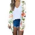Womens Long Sleeve Cardigan Knit Sweater Floral Print Open Front