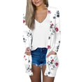 Womens Long Sleeve Cardigan Knit Sweater Outerwear Coats Floral Print