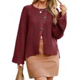 thumbnail image 1 of Womens Long Sleeve Cardigan Sweaters Button Down Knit Outerwear Oversized Chunky Open Front Coats, 1 of 6