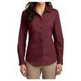 thumbnail image 1 of Womens Long Sleeve Carefree Poplin Uniforms Dress Cotton/Polyester Shirt Burgundy Medium, 1 of 6