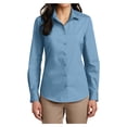 thumbnail image 1 of Womens Long Sleeve Carefree Poplin Uniforms Dress Cotton/Polyester Shirt Carolina Blue 4X-Large, 1 of 6