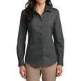 thumbnail image 1 of Womens Long Sleeve Carefree Poplin Uniforms Dress Cotton/Polyester Shirt Graphite Small, 1 of 5