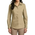 thumbnail image 1 of Womens Long Sleeve Carefree Poplin Uniforms Dress Cotton/Polyester Shirt Wheat 4X-Large, 1 of 5