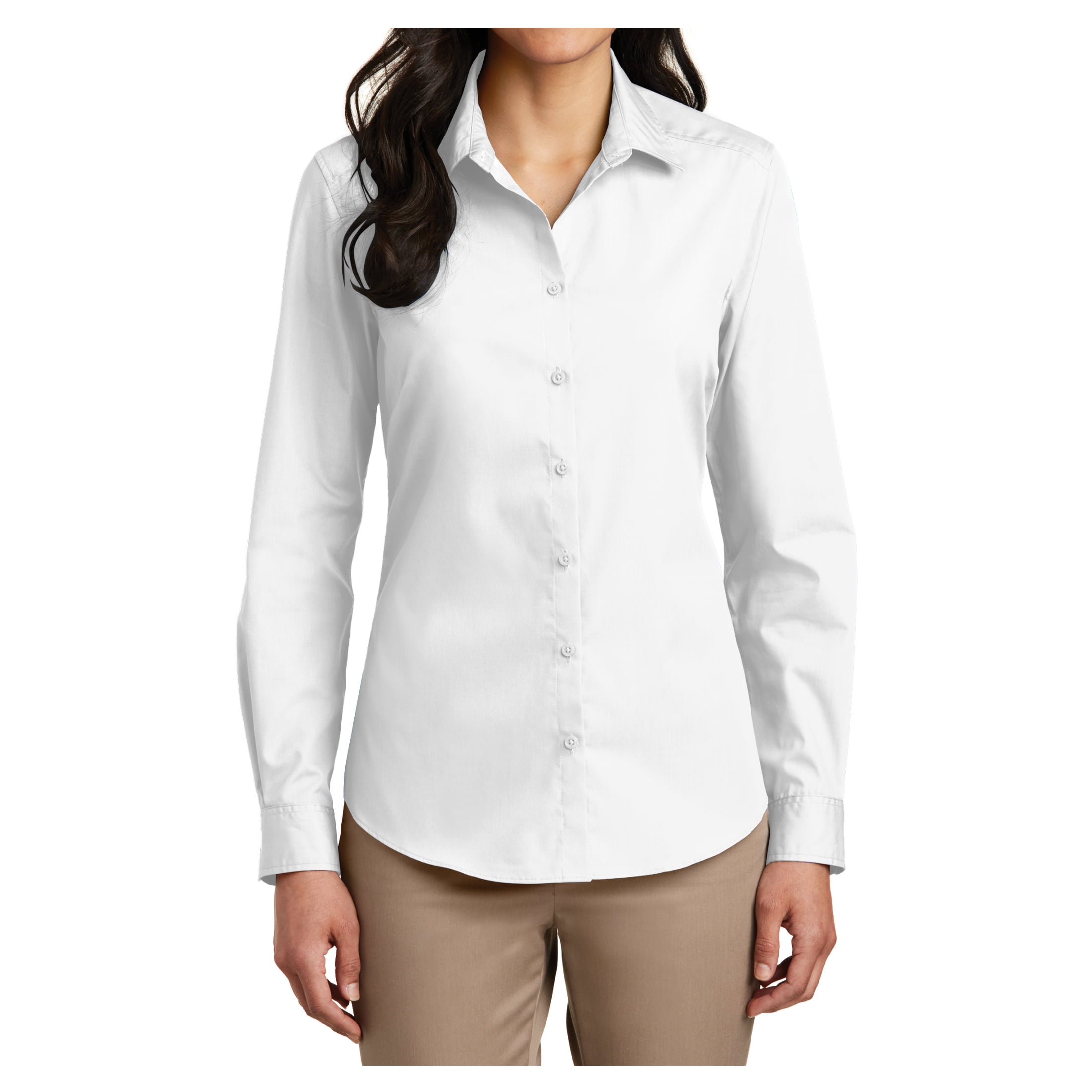 white polyester shirt women's