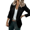 thumbnail image 1 of Womens Long Sleeve Casual Blazers Button Lapel Solid Color Knit Jacket Suit Open Front Business Work Office Blazer Coat, 1 of 8
