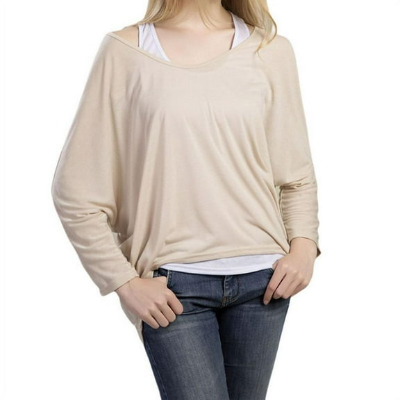 Womens Long Sleeve Casual Crew Neck Basic Loose Tee Tunic Blouse Tops