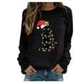 thumbnail image 1 of Womens Long Sleeve Christmas Hoodies Cat Print Hooded Sweatshirt Xmas Holiday Casual Fall Pullover Sweater Winter Clothes, 1 of 5
