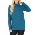 thumbnail image 1 of Womens Long Sleeve Cotton Mock Neck Turtleneck Top, 1 of 3