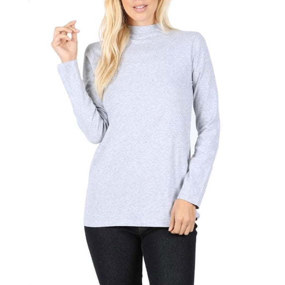 Womens Long Sleeve Cotton Mock Neck Turtleneck Top