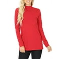 thumbnail image 1 of Womens Long Sleeve Cotton Mock Neck Turtleneck Top, 1 of 3