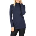 thumbnail image 1 of Womens Long Sleeve Cotton Mock Neck Turtleneck Top, 1 of 3