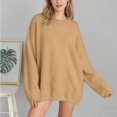 thumbnail image 1 of Womens Long Sleeve Crew Neck Sweaters Fall Classic Soft Loose Basic Pullover Top (Brown M), 1 of 3