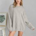 thumbnail image 1 of Womens Long Sleeve Crew Neck Sweaters Fall Classic Soft Loose Basic Pullover Top (Grey M), 1 of 3