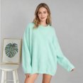 thumbnail image 1 of Womens Long Sleeve Crew Neck Sweaters Fall Classic Soft Loose Basic Pullover Top (Mint Green M), 1 of 3