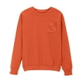 thumbnail image 1 of Womens Long Sleeve Crop Sweatshirt with Chest Pocket Comfy Loose Crewneck Plain Pullover Fall Winter Tops (XL, Orange), 1 of 5