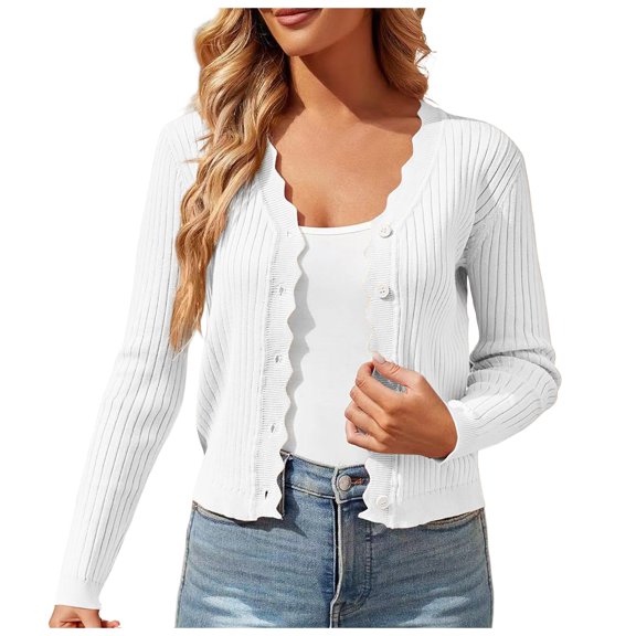 Womens Long Sleeve Cropped Lightweight Cardigan Button Down Sweaters V Neck for Style and Comfort