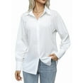 thumbnail image 1 of Womens Long Sleeve Dressy Casual Button Down Collared Tops Elegant Pleated Front Work Blouse White S, 1 of 8