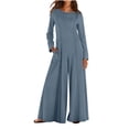 thumbnail image 1 of Womens Long Sleeve Dressy Jumpsuits Casual Loose Wide Leg Jumpsuits Oversized One Piece Romper Outfits with Pockets, 1 of 6