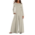 thumbnail image 1 of Womens Long Sleeve Dressy Jumpsuits Casual Loose Wide Leg Jumpsuits Oversized One Piece Romper Outfits with Pockets, 1 of 6