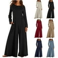 thumbnail image 1 of Womens Long Sleeve Dressy Jumpsuits Casual Loose Wide Leg Jumpsuits Oversized One Piece Romper Outfits with Pockets, 1 of 6