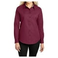 thumbnail image 1 of Womens Long Sleeve Easy Care Cotton/Polyester Shirt Burgundy/Light Stone 4XL, 1 of 6