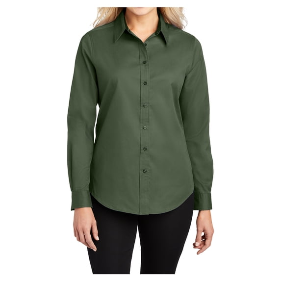 Womens Long Sleeve Easy Care Cotton/Polyester Shirt Clover Green L