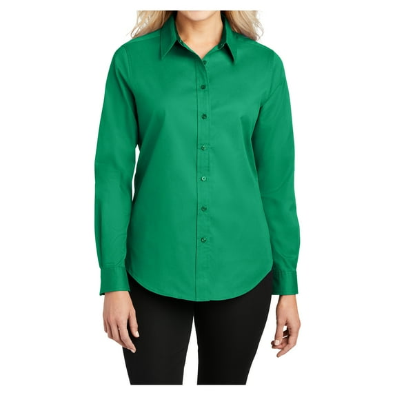 Womens Long Sleeve Easy Care Cotton/Polyester Shirt Court Green S