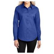 Womens Long Sleeve Easy Care Cotton/Polyester Shirt Royal/ Classic Navy XS