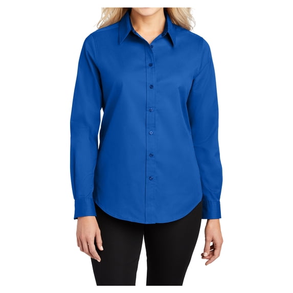 Womens Long Sleeve Easy Care Cotton/Polyester Shirt Strong Blue 5XL