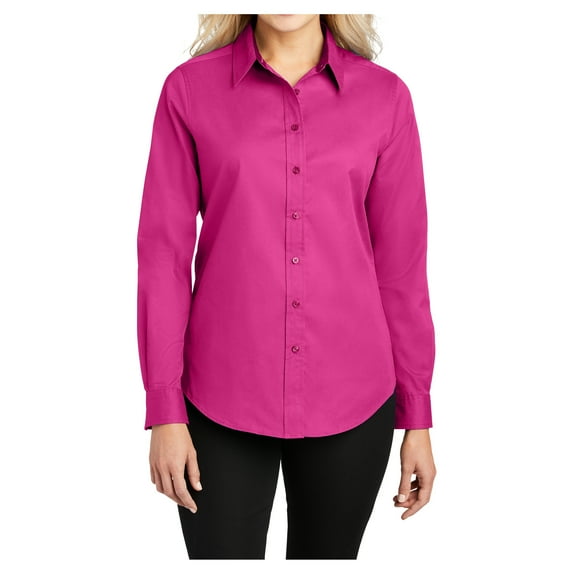 Womens Long Sleeve Easy Care Cotton/Polyester Shirt Tropical Pink 6XL